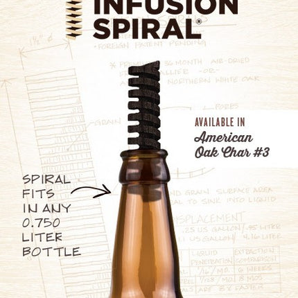 2.5" Oak Infusion Bottle Spiral - American Oak Char #3