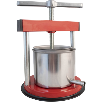 Small Food Press | Fruit | Cheese | Butter | 12 cm x 11.5 cm | Stainless Steel Basket and Basin | Red "Tommy" Model