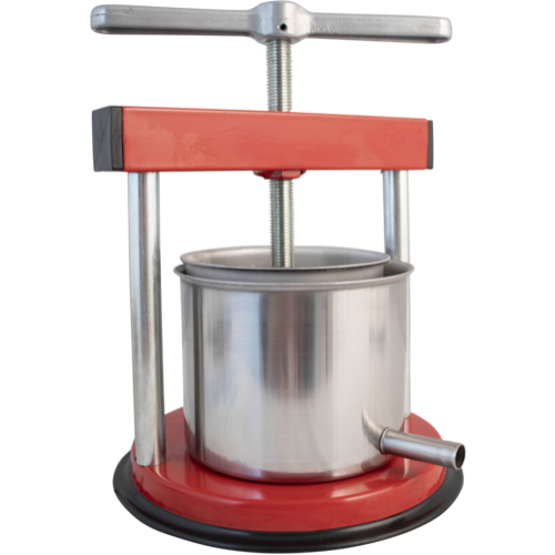 Small Food Press | Fruit | Cheese | Butter | 12 cm x 11.5 cm | Stainless Steel Basket and Basin | Red "Tommy" Model