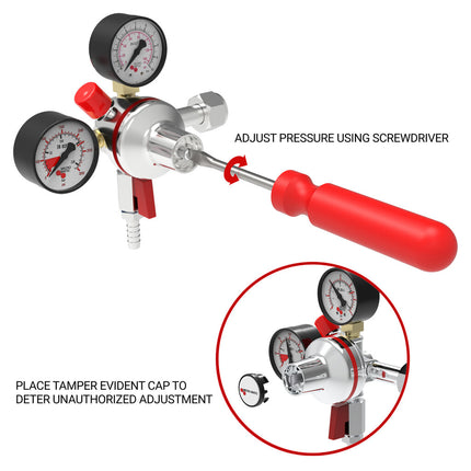 Premium Plus Dual Gauge CO2 Regulator - Low Pressure - 0-60 PSI – Check Valve