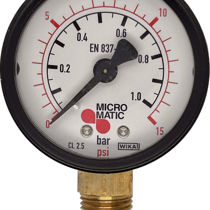 Pressure Gauge, 0-15 PSI