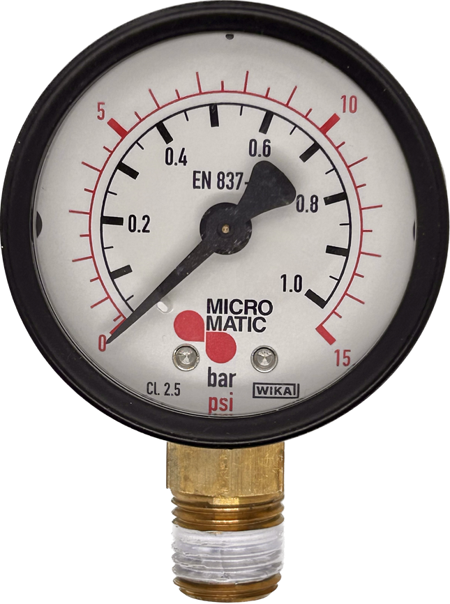 Pressure Gauge, 0-15 PSI