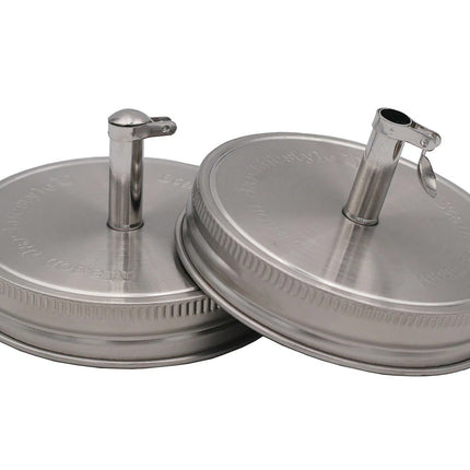 Stainless Steel Pour Spout Oil Cruet Lids for Mason Jars 2 Pack