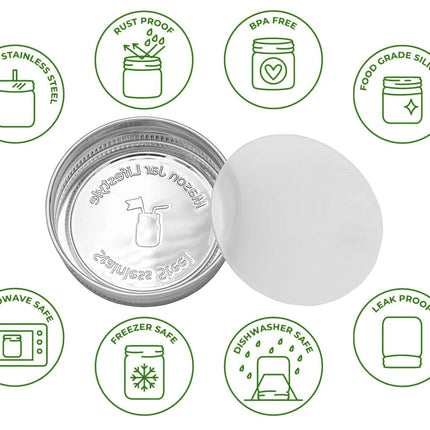 Stainless Steel Storage Lids with Silicone Seals for Mason Jars